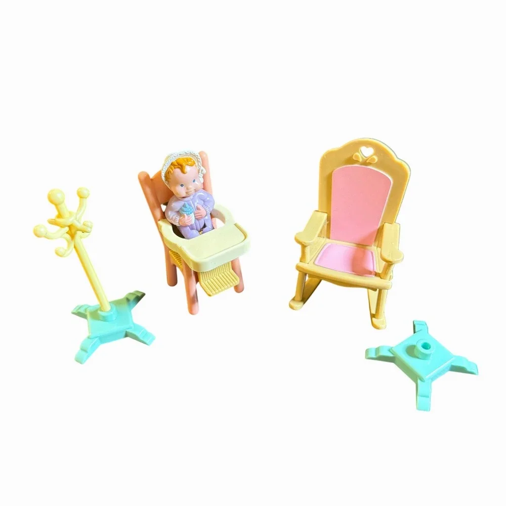 Fisher-Price Loving Family Baby Figure High Chair Pastel Vintage 1993 Toy Set